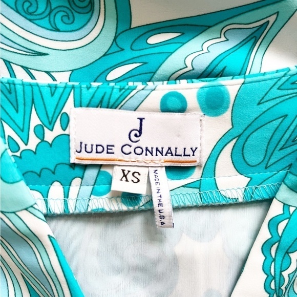 JUDE CONNALLY Paisley Print Dress Size XS in Jude Cloth Bright Turquoise Blue - Picture 13 of 14